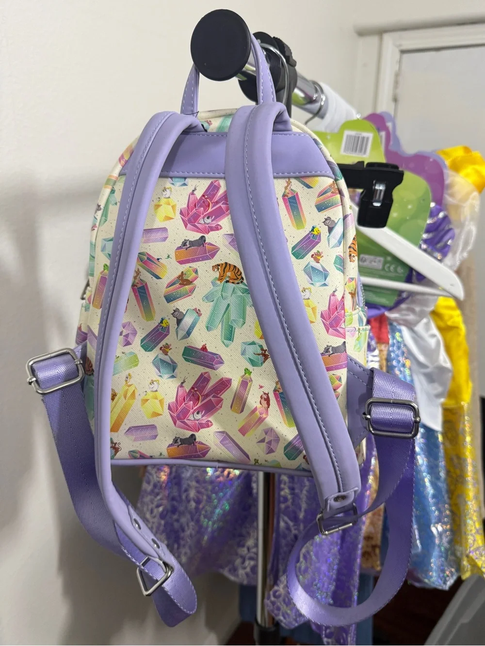 Loungefly Kids Mini Backpack with Pastel Crystal Print and Lavender Trim